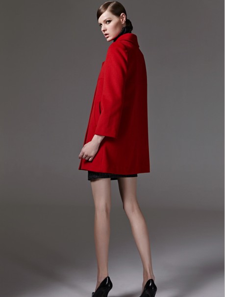 women lapel long coat wool fabric - Click Image to Close